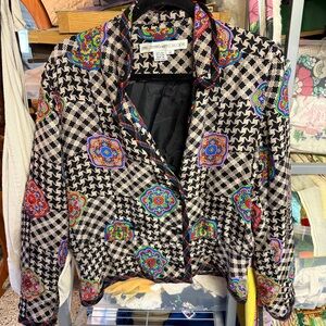 Vintage Anne Crimmins Silk blazer with Colorful Patterns